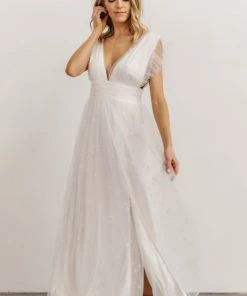 Soi Dresses Nova Shimmer Maxi Dress | White