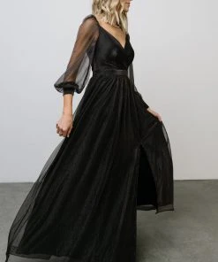 Soi Octavia Shimmer Gown | Black Dresses