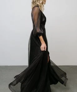 Soi Octavia Shimmer Gown | Black Dresses