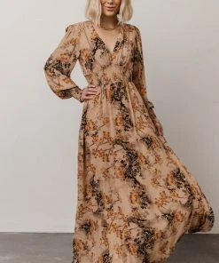 BB Custom Dresses Olivia Maxi Dress | Camel Print