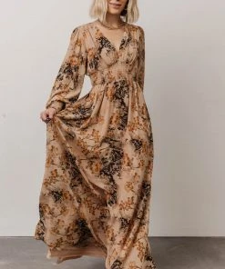 BB Custom Dresses Olivia Maxi Dress | Camel Print