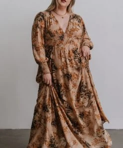BB Custom Dresses Olivia Maxi Dress | Camel Print