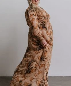BB Custom Dresses Olivia Maxi Dress | Camel Print