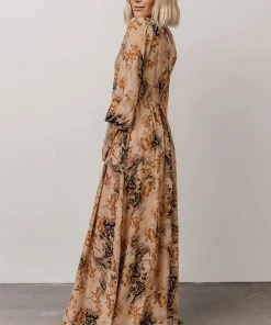 BB Custom Dresses Olivia Maxi Dress | Camel Print