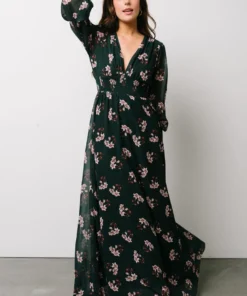 BB Custom Olivia Maxi Dress | Dark Green Floral