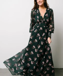 BB Custom Olivia Maxi Dress | Dark Green Floral
