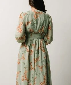 BB Custom Maxi Dresses Olivia Maxi Dress | Sage + Peach Floral
