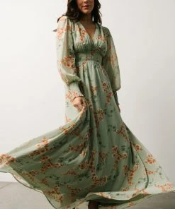 BB Custom Maxi Dresses Olivia Maxi Dress | Sage + Peach Floral