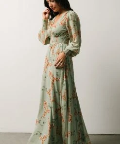 BB Custom Maxi Dresses Olivia Maxi Dress | Sage + Peach Floral