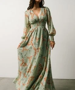BB Custom Maxi Dresses Olivia Maxi Dress | Sage + Peach Floral