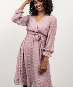 POL Paisley Dot Midi Dress | Blush
