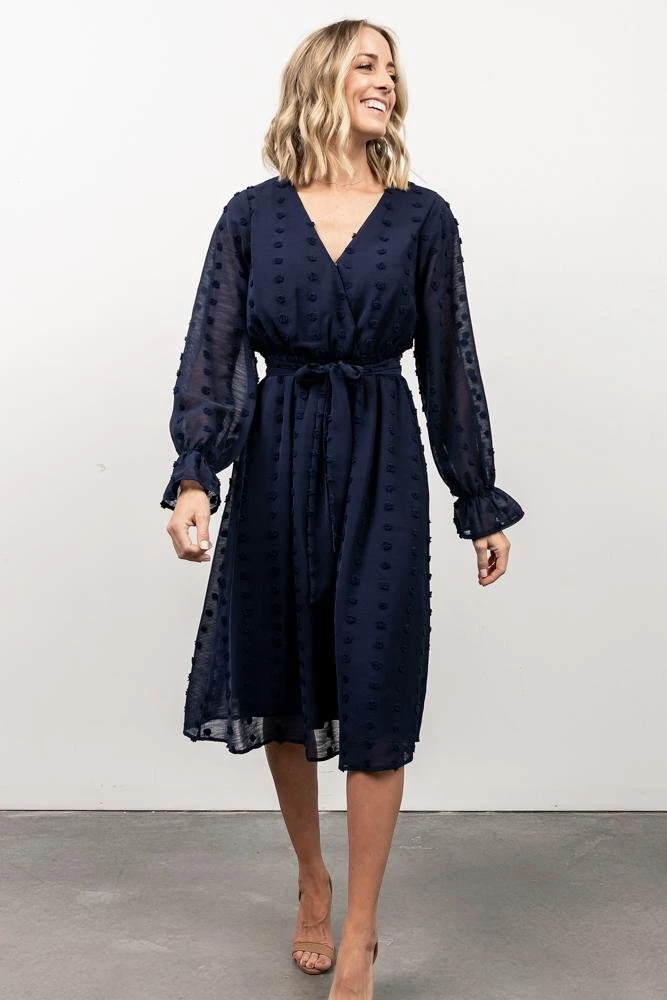 POL Paisley Dot Midi Dress | Navy 9 POL Paisley Dot Midi Dress | Navy
