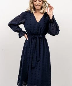 POL Paisley Dot Midi Dress | Navy 16 POL Paisley Dot Midi Dress | Navy