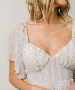 IL Dresses Patience Midi Dress | Dusty Blue + Off White Print