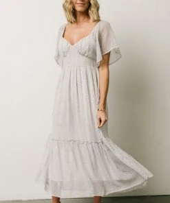 IL Dresses Patience Midi Dress | Dusty Blue + Off White Print