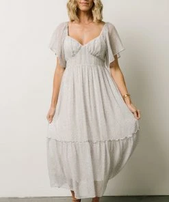 IL Dresses Patience Midi Dress | Dusty Blue + Off White Print