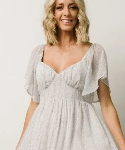 IL Dresses Patience Midi Dress | Dusty Blue + Off White Print