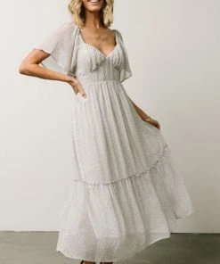 IL Dresses Patience Midi Dress | Dusty Blue + Off White Print