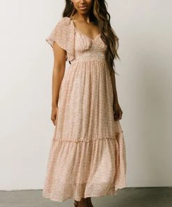 IL Patience Midi Dress | Pink + Off White Print Dresses