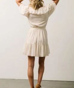 FT Pearl Swiss Dot Mini Dress | Cream