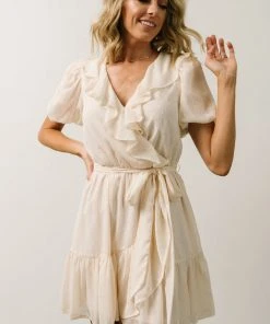 FT Pearl Swiss Dot Mini Dress | Cream