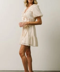 FT Pearl Swiss Dot Mini Dress | Cream