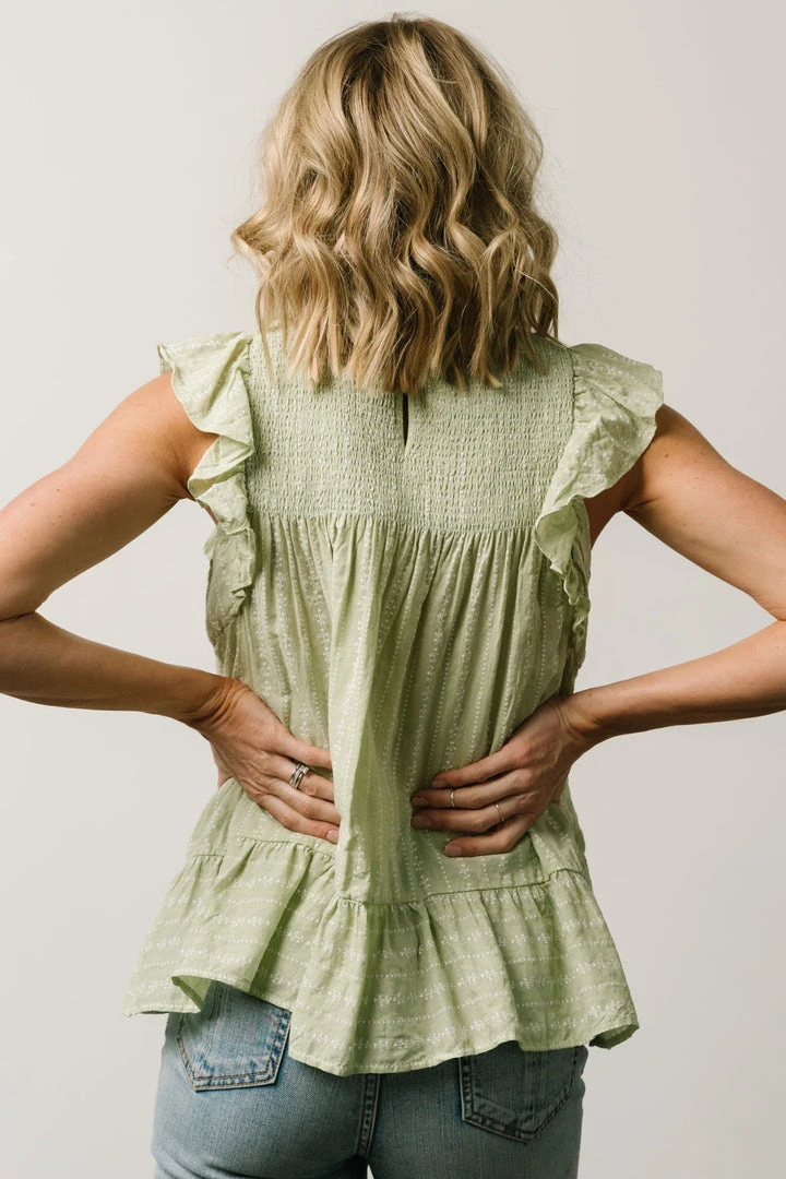 IL Peggy Ruffle Sleeve Top | Light Green Tops 4 IL Peggy Ruffle Sleeve Top | Light Green Tops