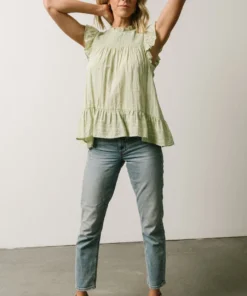 IL Peggy Ruffle Sleeve Top | Light Green Tops 14 IL Peggy Ruffle Sleeve Top | Light Green Tops