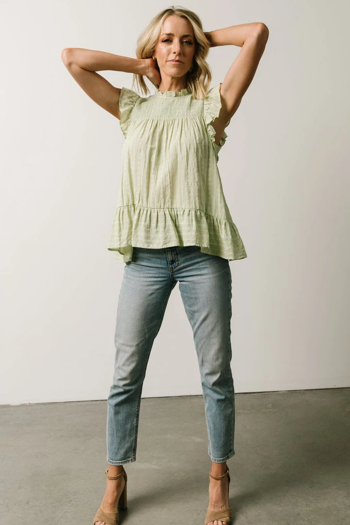 IL Peggy Ruffle Sleeve Top | Light Green Tops 5 IL Peggy Ruffle Sleeve Top | Light Green Tops