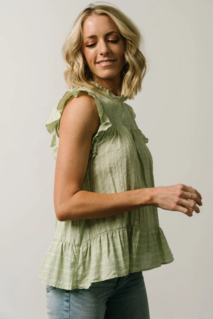 IL Peggy Ruffle Sleeve Top | Light Green Tops 2 IL Peggy Ruffle Sleeve Top | Light Green Tops