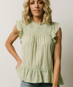 IL Peggy Ruffle Sleeve Top | Light Green Tops 15 IL Peggy Ruffle Sleeve Top | Light Green Tops