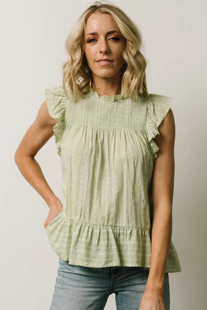 IL Peggy Ruffle Sleeve Top | Light Green Tops 6 IL Peggy Ruffle Sleeve Top | Light Green Tops