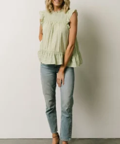 IL Peggy Ruffle Sleeve Top | Light Green Tops 12 IL Peggy Ruffle Sleeve Top | Light Green Tops
