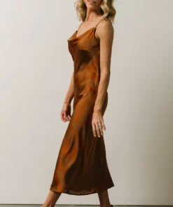 FT Penny Cowl Neck Midi Dress | Copper Print Dresses 9 FT Penny Cowl Neck Midi Dress | Copper Print Dresses