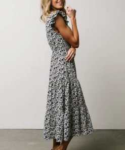 HAY Petal Smocked Midi Dress | Navy Floral Dresses