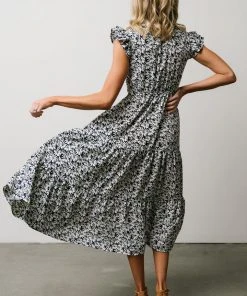 HAY Petal Smocked Midi Dress | Navy Floral Dresses
