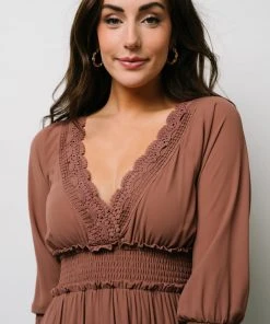 BB Custom Pippa Ruffle Maxi Dress | Deep Mauve Dresses