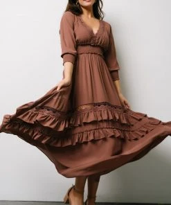 BB Custom Pippa Ruffle Maxi Dress | Deep Mauve Dresses