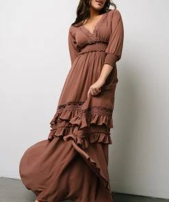 BB Custom Pippa Ruffle Maxi Dress | Deep Mauve Dresses