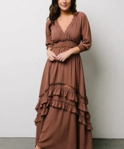 BB Custom Pippa Ruffle Maxi Dress | Deep Mauve Dresses