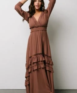 BB Custom Pippa Ruffle Maxi Dress | Deep Mauve Dresses