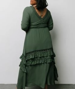 BB Custom Pippa Ruffle Maxi Dress | Dusty Green