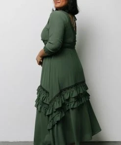 BB Custom Pippa Ruffle Maxi Dress | Dusty Green