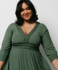 BB Custom Pippa Ruffle Maxi Dress | Dusty Green