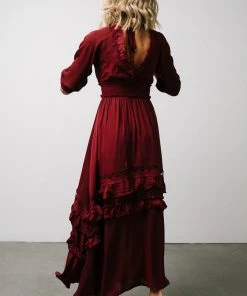 BB Custom Pippa Ruffle Maxi Dress | Merlot