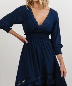 BB Custom Pippa Ruffle Maxi Dress | Navy