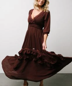 BB Custom Pippa Ruffle Maxi Dress | Raisin