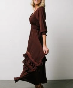 BB Custom Pippa Ruffle Maxi Dress | Raisin