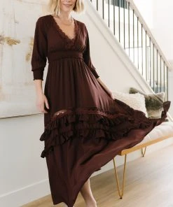 BB Custom Pippa Ruffle Maxi Dress | Raisin