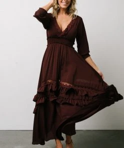 BB Custom Pippa Ruffle Maxi Dress | Raisin